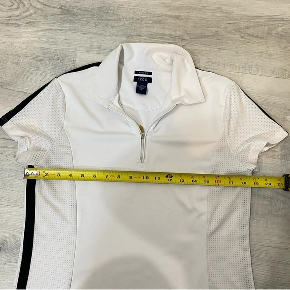 IZOD x-tra dry 1/4 Zip White and Black Polo Shirt Size M - Picture 11 of 16